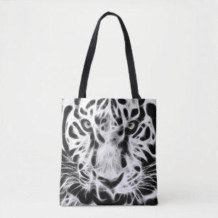Fractal Tiger Closeup - B&W Tote Bag