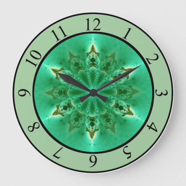 FRACTAL TIME CLOCK. FRACTAL STAR FLOWER DESIGN LARGE CLOCK (Front)