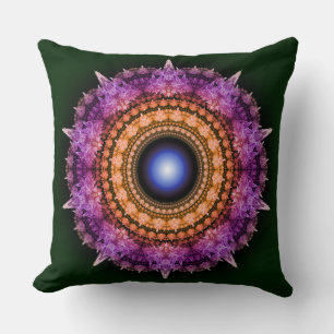 Fractal violet crystal pattern throw pillow