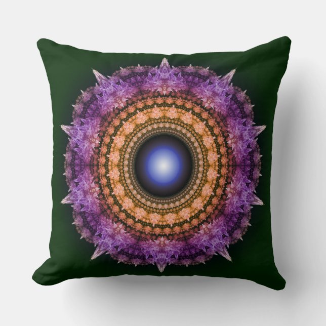 Fractal violet crystal pattern throw pillow (Front)