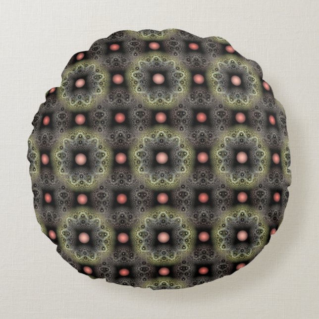 Fractal visual harmonic pattern round pillow (Front)