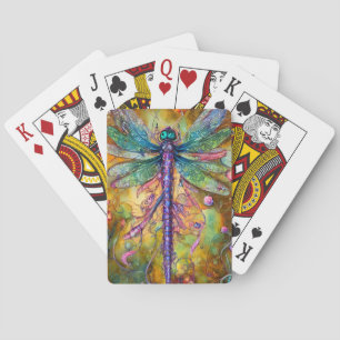Fractal Watercolor Dragonfly Playing Cards