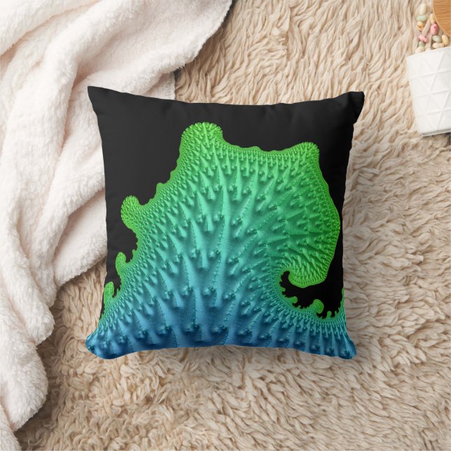 Fractal Wave Artsy Nautical Beach House Throw Pillow (Blanket)