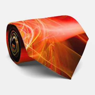 FRACTAL WAVES AND SWIRLS IN YELLOW ORANGE BLACK TIE