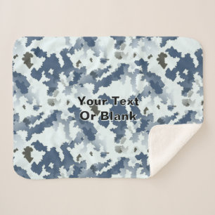 Fractal Winter Camouflage Sherpa Blanket