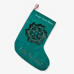 Fractal Wreath - Feliz Navidad Small Christmas Stocking