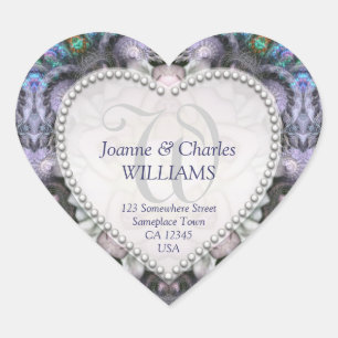 Fractales bleu violet Conte fée Stickers de mariag