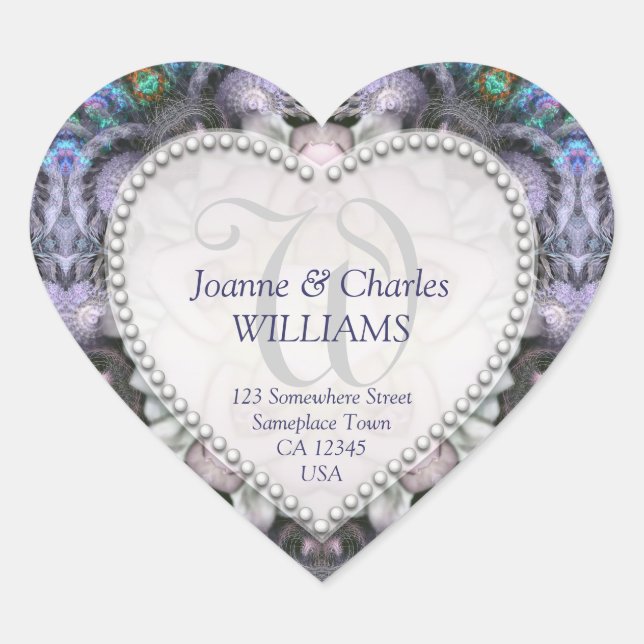 Fractales bleu violet Conte fée Stickers de mariag (Devant)