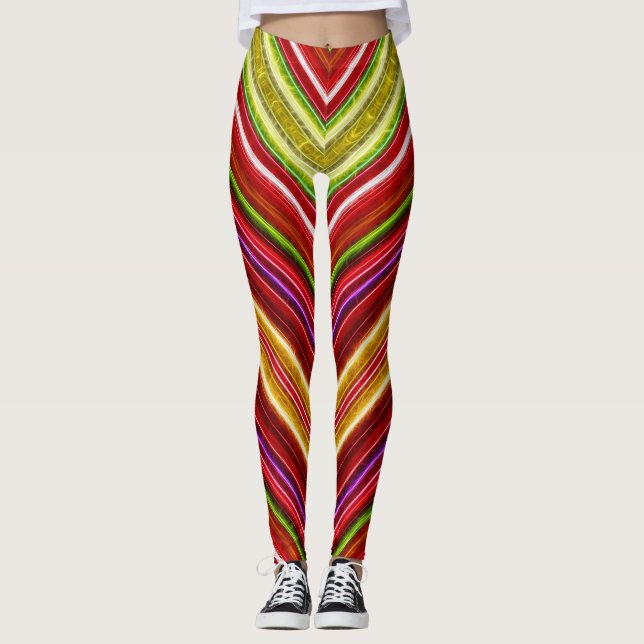 Fractalius Chevron dans Reds Leggings (Devant)