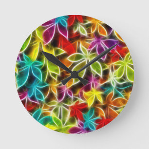 Fractalius leaf design round clock