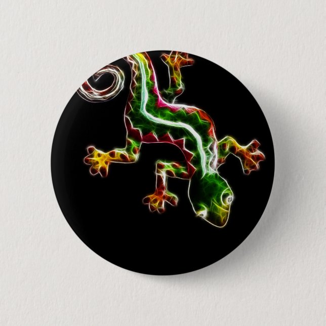 Fractalius Lizard 2 Inch Round Button (Front)