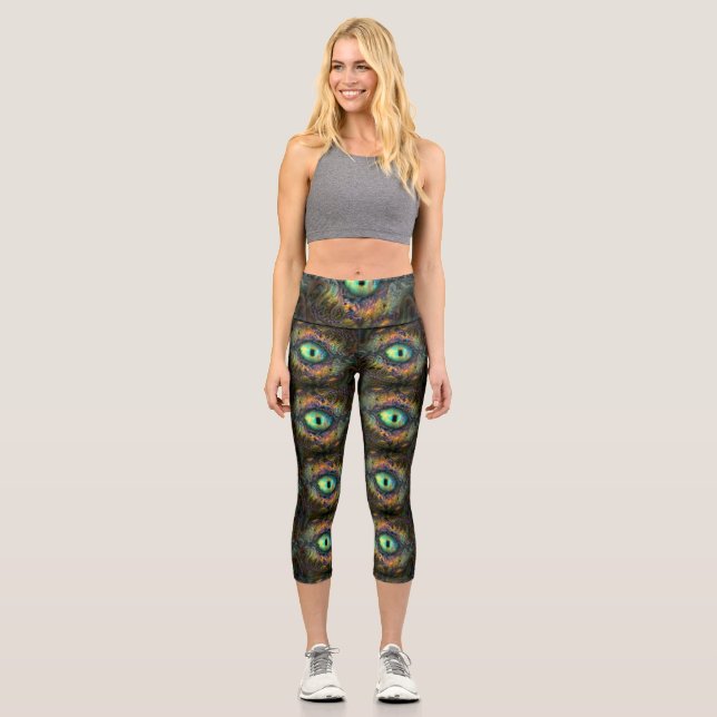 Fractalized labradorite eye5 capri leggings (Front)
