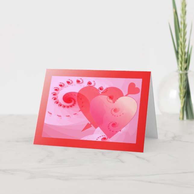 Fractally yours - double hearts holiday card (Front)
