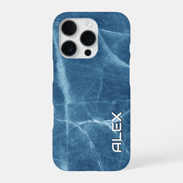 Fractured Blue Marble – Textured Stone Pattern iPhone Case (Back)