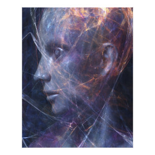 Fractured Face Neon Threads Cosmic Portrait Photo Print