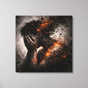 Fractured Mind: The Amber Implosion Canvas Print