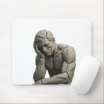 Fractured Thought Mouse Pad<br><div class="desc">Fractured Thought reflects the inner tension of a mind divided between clarity and burden. The sculptural figure appears cracked like weathered stone, suggesting ideas under pressure and the quiet strain of contemplation. The pose—head resting on the hand—captures the moment when thinking becomes heavy, when reflection deepens into silence. Rendered with...</div>