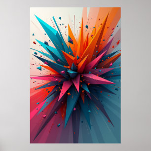 Fractured Velocity: Dynamic Geometric Abstract Art Poster