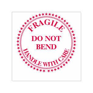 Fragile do not bend round red DIY Self-inking Stamp