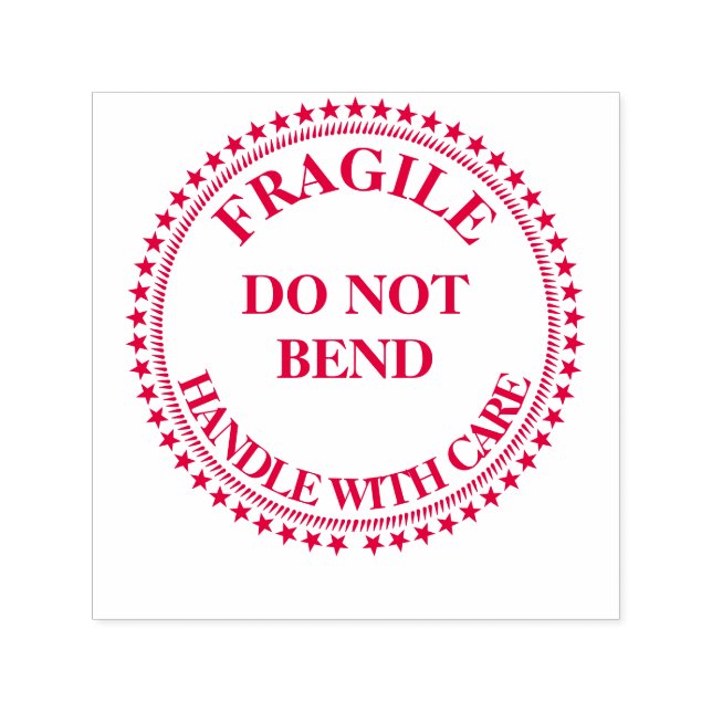Fragile do not bend round red DIY Self-inking Stamp (Design)