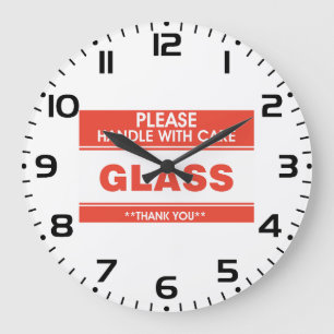 Fragile Glass Handle With Care Warning Large Clock