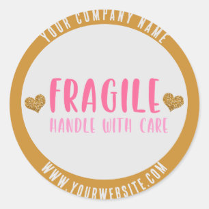 Fragile Handle with Car Custom Business Classic Round Sticker