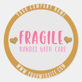 Fragile Handle with Car Custom Business Classic Round Sticker