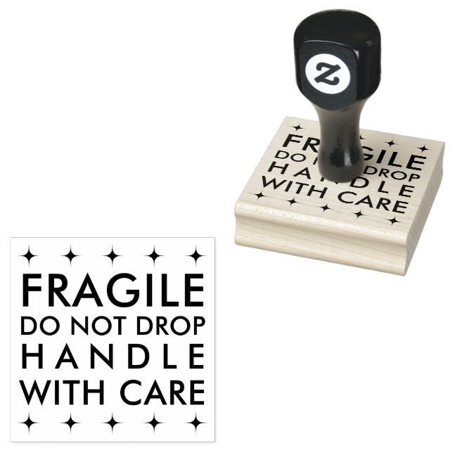 Fragile Handle With Care Custom Rubber Stamp (Stamped)