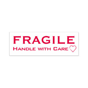 Fragile Handle with Care Heart Accent, Red Stamp
