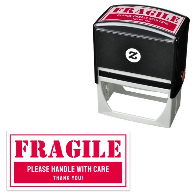 Fragile Handle With Care Mailing and Packaging Self-inking Stamp (In Situ)