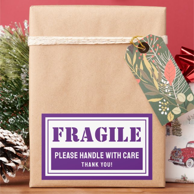 Fragile Handle With Care Mailing and Packaging Sticker (Holiday)