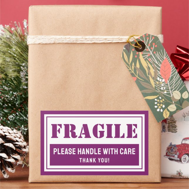 Fragile Handle With Care Mailing and Packaging Sticker (Holiday)