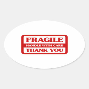 Fragile Handle With Care Oval Sticker