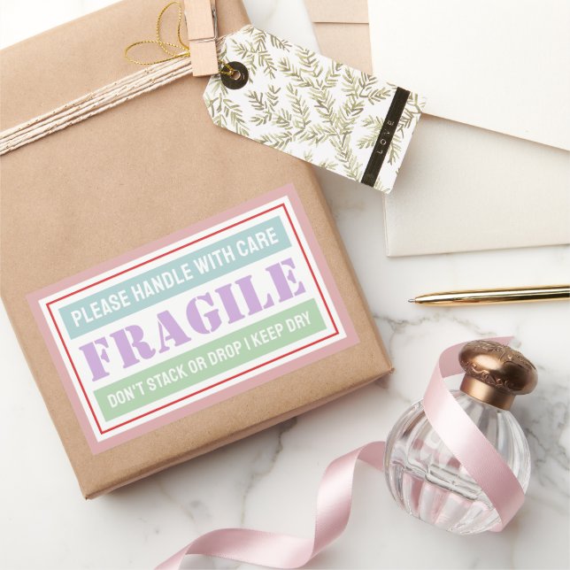 Fragile Handle With Care Packaging Colourful Sticker (Gifting)