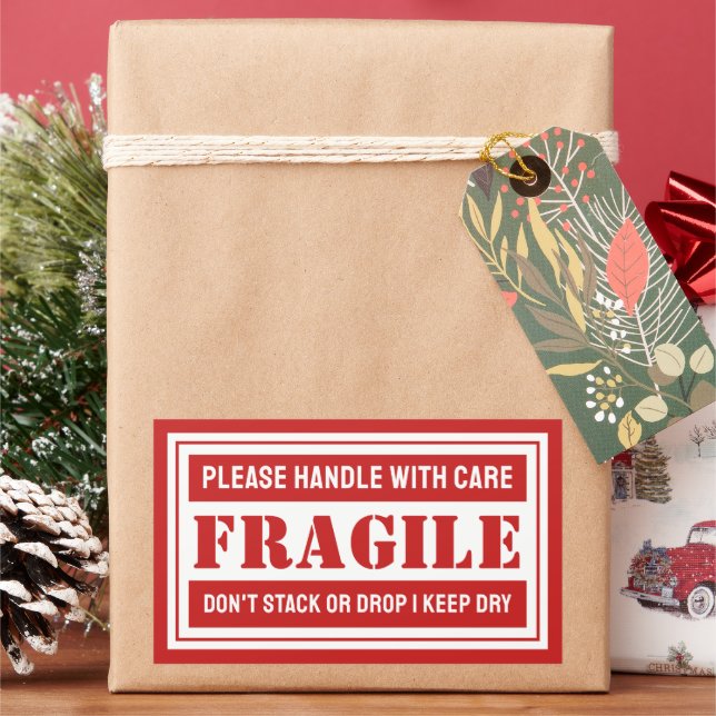 Fragile Handle With Care Packaging Custom Sticker (Holiday)