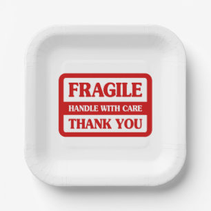 Fragile Handle With Care Paper Plate