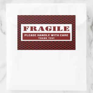 Fragile Handle With Care Plaid Pattern Packaging Sticker