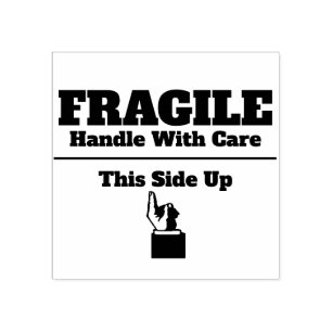 Fragile Handle With Care this side up hand small Rubber Stamp