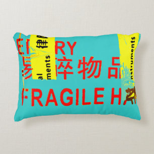 FRAGILE Markings - COOL Asian Characters Accent Pillow