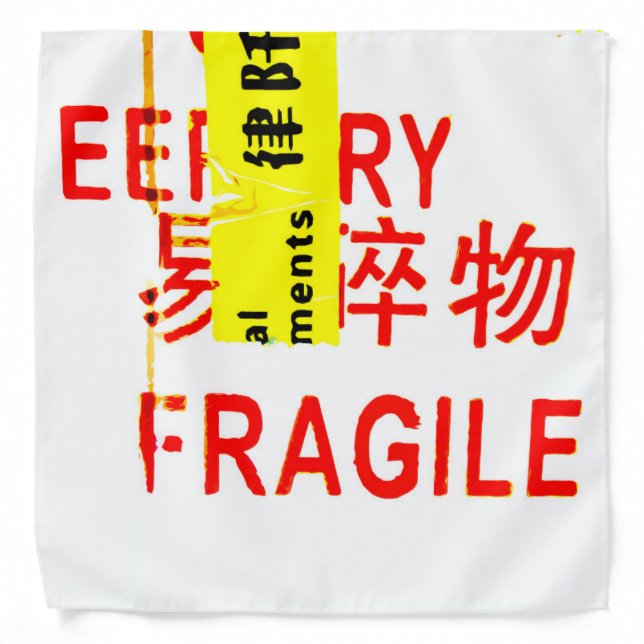 FRAGILE Markings - Torn Peeled Package Bandana (Front)