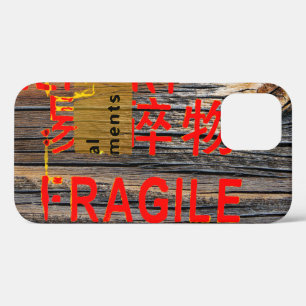 FRAGILE Markings - Torn Peeled - Wood Texture Case