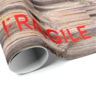 FRAGILE Markings - Torn Peeled - Wood Texture Wrapping Paper