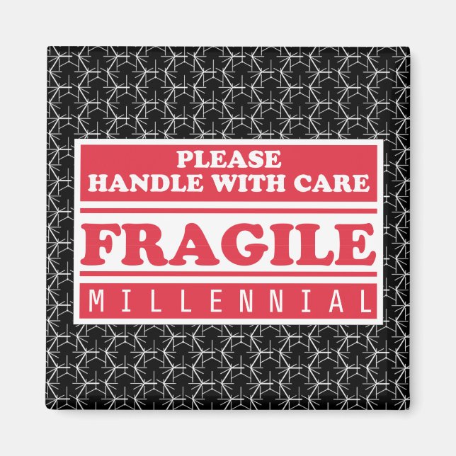 Fragile Millennial, Handle With Care Bubble Wrap Magnet (Front)