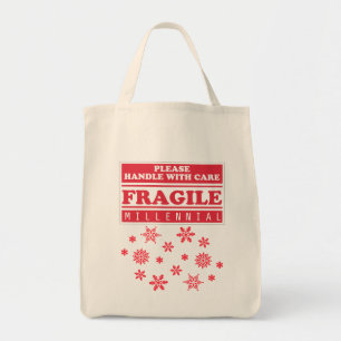 Fragile Millennial, Handle With Care Snowflakes Tote Bag