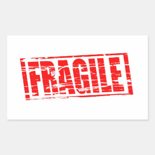 Fragile red rubber stamp effect sticker