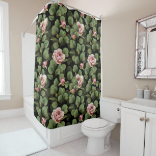 Fragile roses. Floral pattern on black