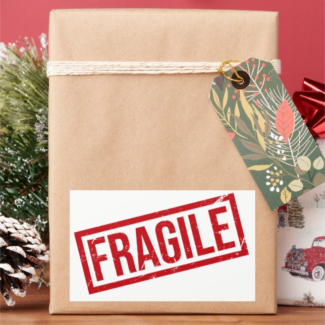 FRAGILE Shipping Labels | Handle With Care Sticker (Holiday)