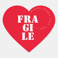 Fragile shipping stiker advice heart - shaped