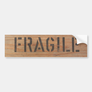 Fragile Stamped on Wood Bumper Sticker