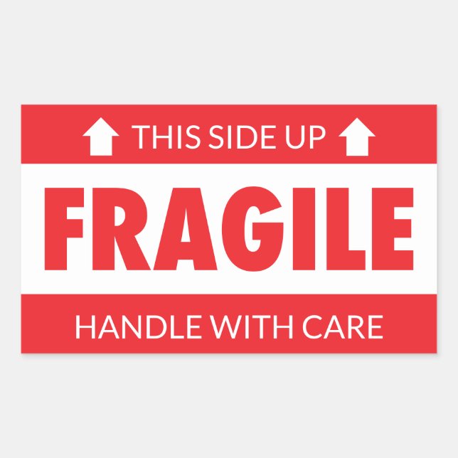 Fragile This Side Up Handle With Care Sticker (Front)